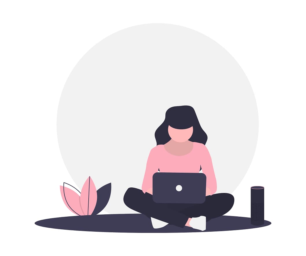 Image from Undraw.co of a girl sitting with a laptop
